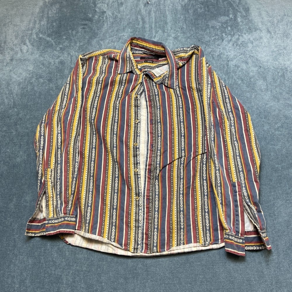 Urban Outfitters Twill Shirt Mens Large Multicolor Stripe Relaxed Fit Button Up